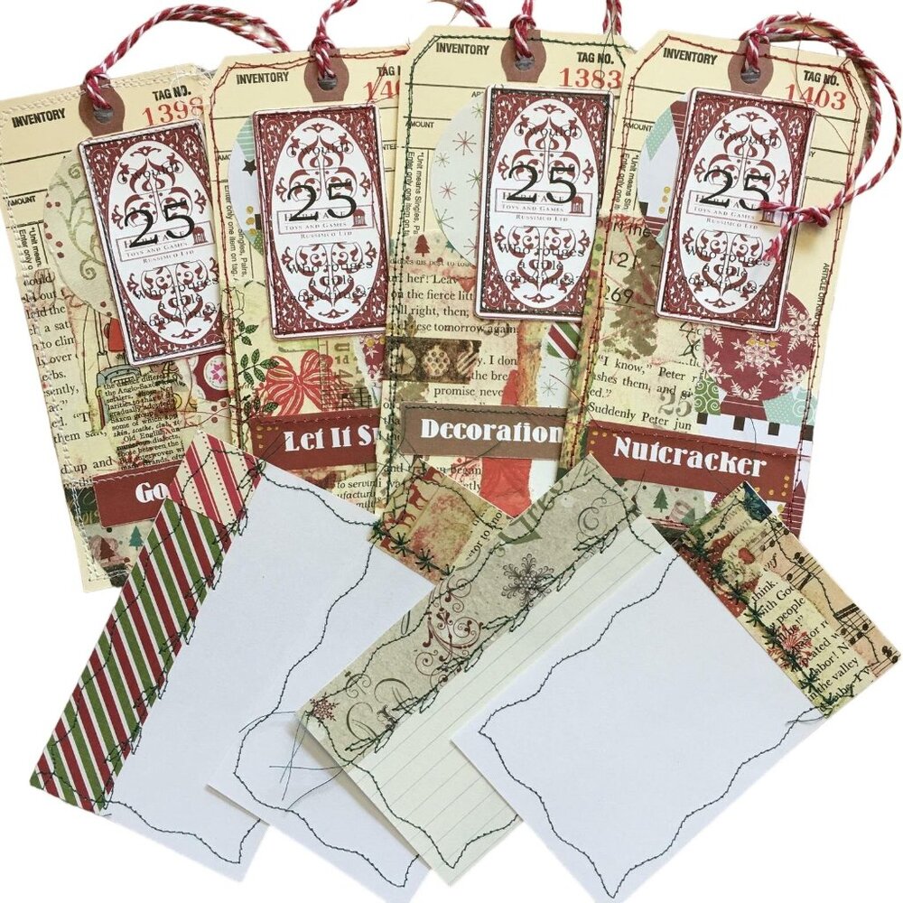 Christmas Junk Journal Ephemera Embellishments Tags Note Cards mq